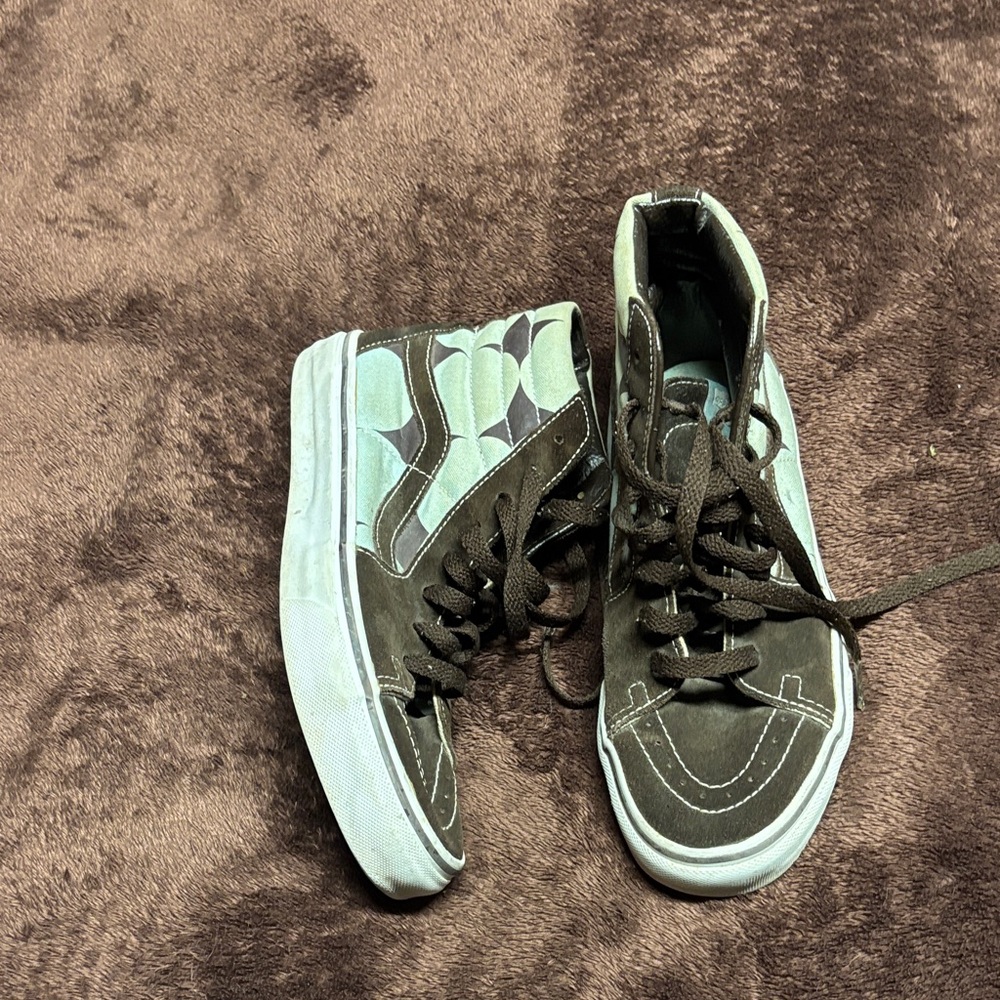Vans Brown and light blue High-Top Sneakers.